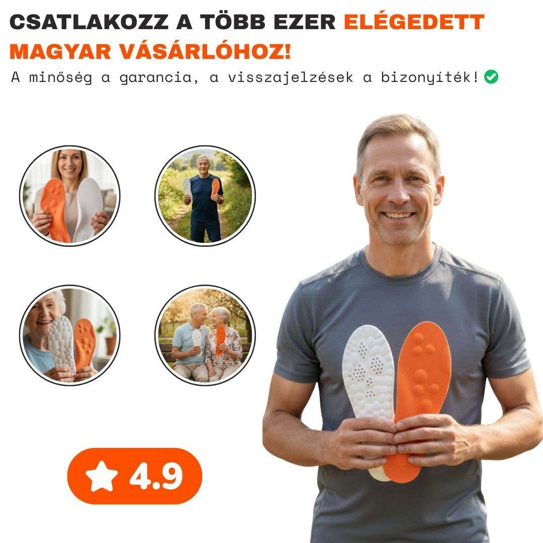 Testkomfort™ – Puhán párnázott, légáteresztő ortopéd talpbetét boltozati alátámasztással