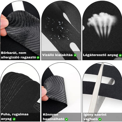 TestKomfort™ – Előre vágott, rugalmas, vízálló, bőrbarát kineziológiai térdszalag